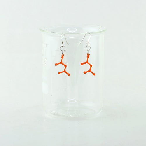 Ammonium Dinitramide Molecule Earrings in Transparent Orange Acrylic