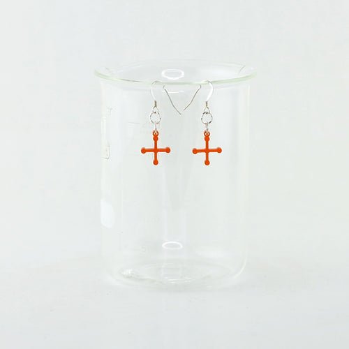 Ammonium Perchlorate Molecule Rocket Fuel Earrings in Transparent Orange Acrylic