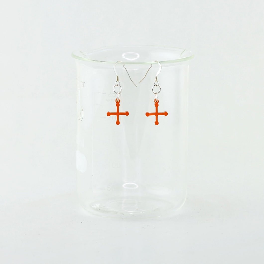 Ammonium Perchlorate Molecule Rocket Fuel Earrings in Transparent Orange Acrylic