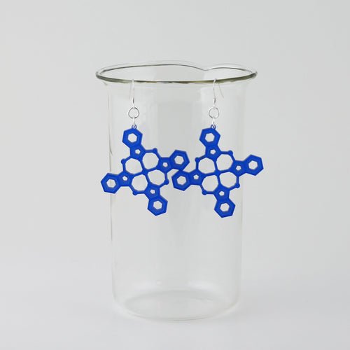 Blue Pigment Molecule Earrings in Transparent Blue Acrylic