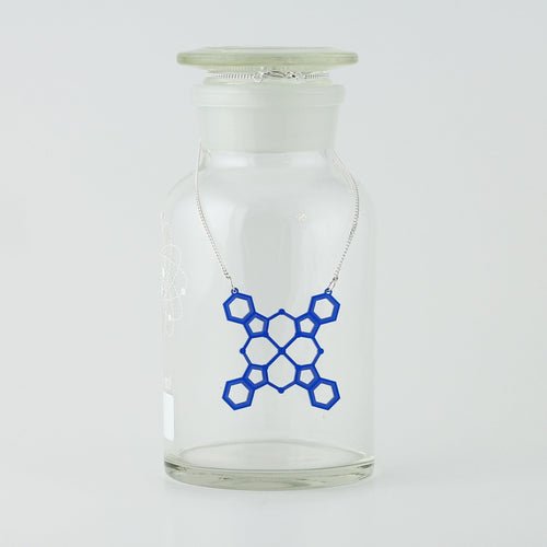 Blue Pigment Molecule Necklace in Transparent Blue Acrylic