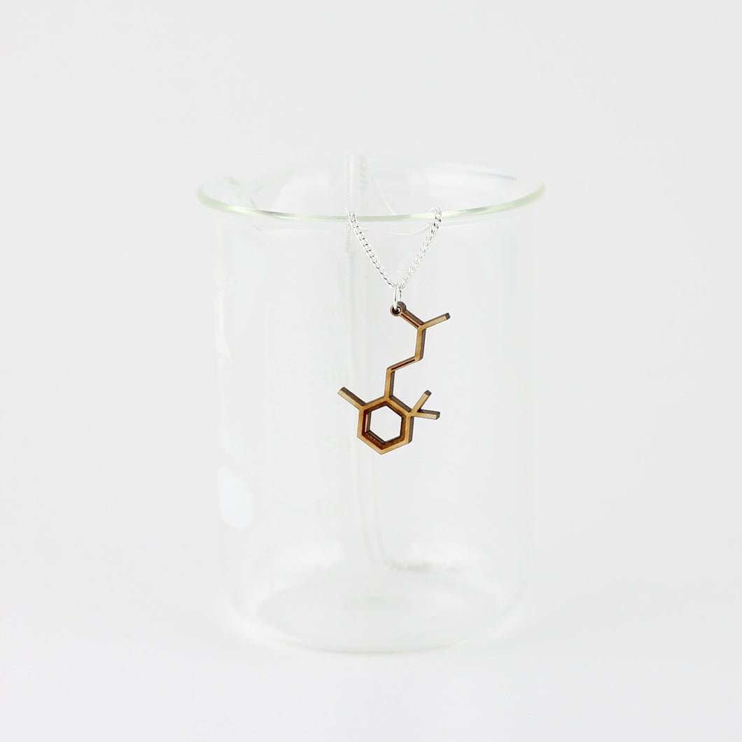 Aromatic Scented Violet Molecule Necklace in Birch Plywood