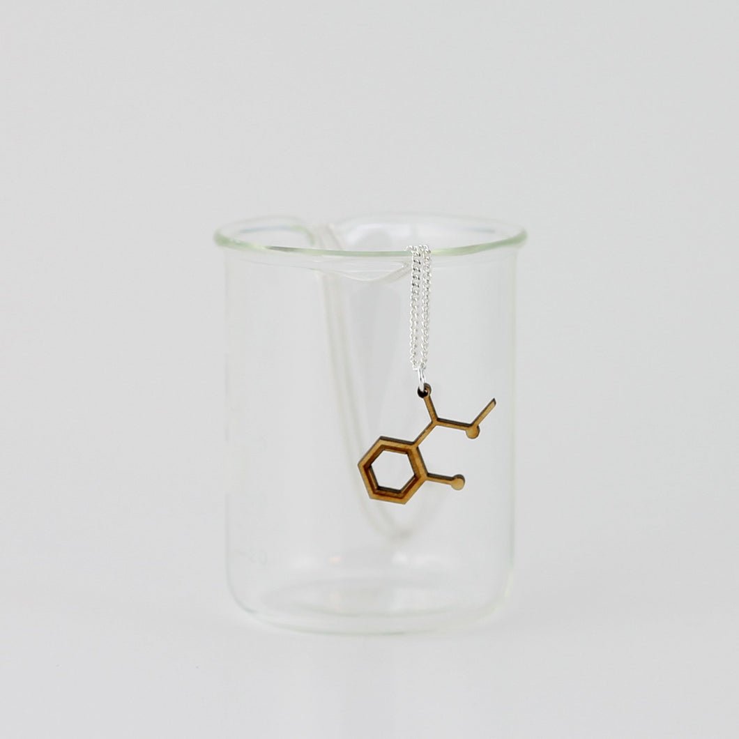 Aromatic Scented Wintergreen Molecule Necklace in Birch Plywood